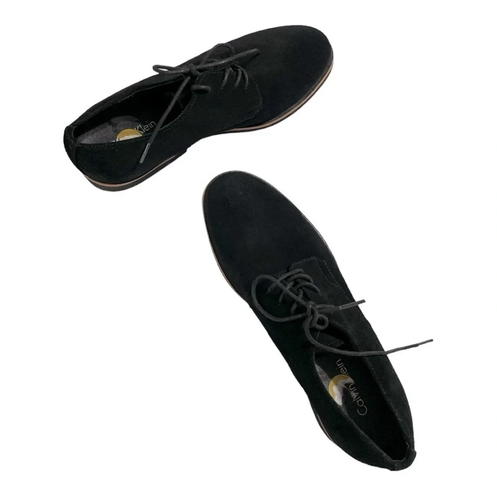 Calvin Klein Men's Faustino Calf Suede Oxfords Black Size 8